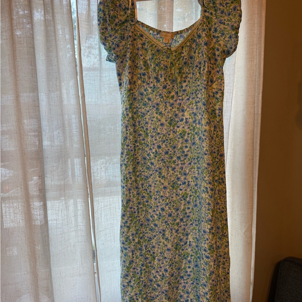 Monteau Floral Blue and Green Midi Dress